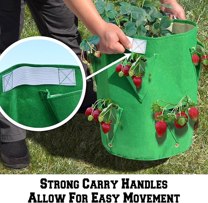 BenefitUSA Garden Planting Bag Grow Felt Fabric Planter Bag Strawberry and Herb Plant Tub 1/2/3/5 Pack (5)