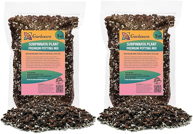 GARDENERA Monstera Subpinnata Planting Mix - Promotes Steady Growth and Healthy Leaves - 10 Quart (2 Bags of 5 Quart)