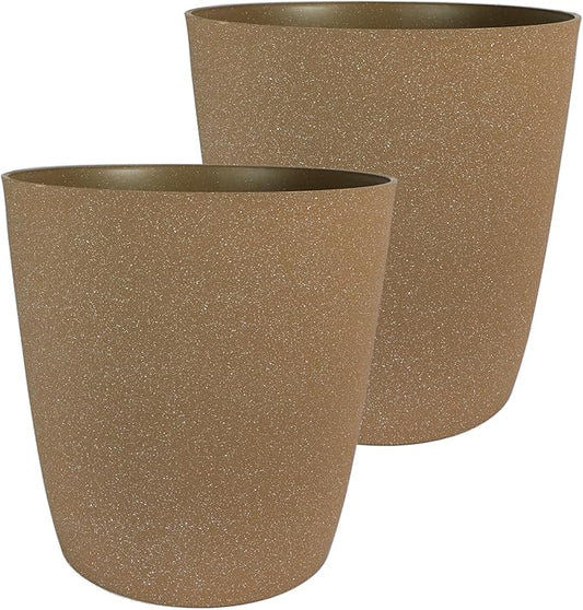 The HC Companies Santa Fe Round Self-Watering Pot - Lightweight Plastic Planter for Herbs & More - Durable Plant Pots for Indoor Plants & Outdoor Plants (16" Cavern Clay, Pack of 2)