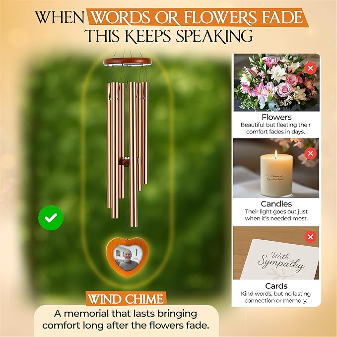 32 Inch Memorial Wind Chimes Outdoor, Personalized Sympathy Gifts for Loss of Loved One, Memorial Gifts for Loss of Mom, Sympathy Wind Chimes for Mother, Father, Brother, Sister