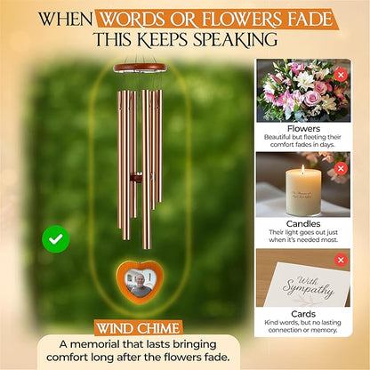 32 Inch Memorial Wind Chimes Outdoor, Personalized Sympathy Gifts for Loss of Loved One, Memorial Gifts for Loss of Mom, Sympathy Wind Chimes for Mother, Father, Brother, Sister