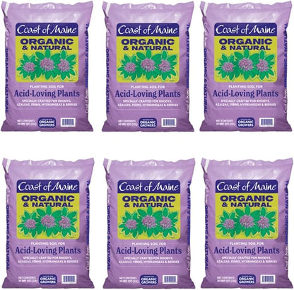 Coast of Maine Organic & Natural Planting Soil for Acid Loving Plants Azalea, Rhododendron & Berries - Premium Planting Soil w/Composted Manure, Sphagnum Peat Moss - Low pH, Enhanced Drainage (20 Qt)