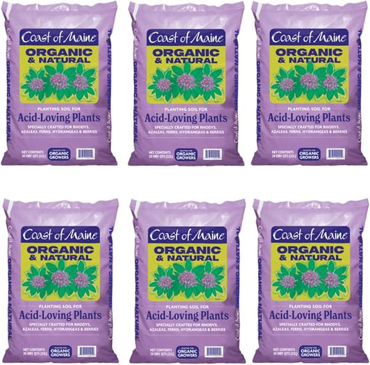 Coast of Maine Organic & Natural Planting Soil for Acid Loving Plants Azalea, Rhododendron & Berries - Premium Planting Soil w/Composted Manure, Sphagnum Peat Moss - Low pH, Enhanced Drainage (20 Qt)