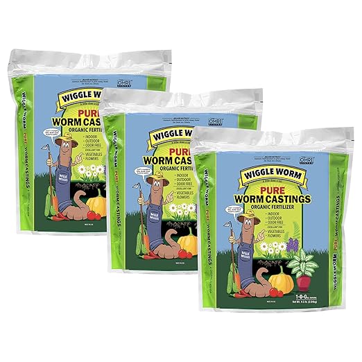 100% Pure Organic Mineral-Dense Worm Castings Fertilizer in Resealable Zipper Pouch, 4.5lbs - Improves Soil Fertility and Aeration for Growing Better Houseplants, Veggies, and More, 3 Pack