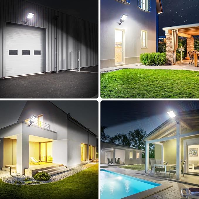 150W Solar Lights Outdoor Waterproof, 8000LM LED Solar Flood Lights Outdoor Motion Sensor with Remote, 3 Modes Solar Lights for Outside Yard, Garden, Path & Parking Lot (4PCS)