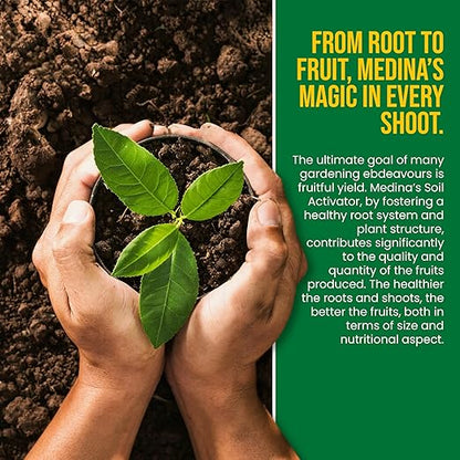 Medina Liquid Soil Activator - Liquid Fertilizer for Indoor & Outdoor Plants - Promotes Root Growth, Balances Soil Compaction - Ideal Plant Food for Houseplants - Covers up to 1000 Sq. Ft. - 1 Quart