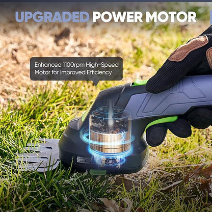 Cordless Grass Shears & Hedge Trimmer - 2-in-1 7.2V Electric Bush Trimmer, Lightweight Handheld Grass Cutter, Rechargeable Shrub Trimmers with Type-C Cable Included for Yard, Lawn & Garden