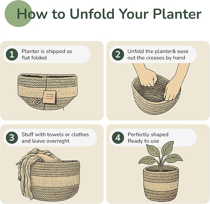 Jute Planter Basket-Woven Jute Rope Covers for Decorating Indoor/Outdoor Succulents, Small Plant Pots-Set of 4-Multi-Purpose Storage Bins 4.5 in - Modern Style Décor - Red, Green & Natural