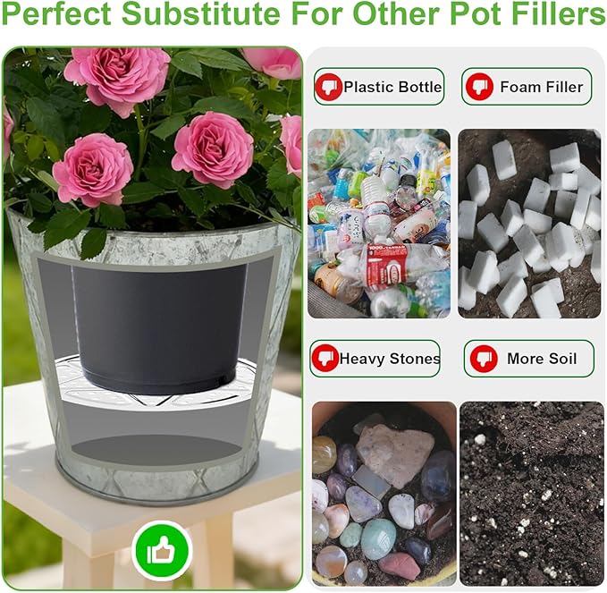 Plant Risers For Inside pots: 6 Pack Planter Inserts for 10 11 13 Inch Pots with Drainage Holes Use Less Potting Soil Plant Risers for Inside Pots for Tall or Short Planters for Indoor & Outdoor