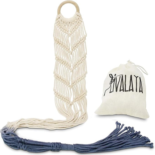 LIVALAYA Macrame Plant Hangers Wall Planter - Grey Ombre 48 Inch, Indoor or Outdoor Cotton Rope Hanging Plant Holder for Flower Pots - Modern Boho Home Décor, US Brand