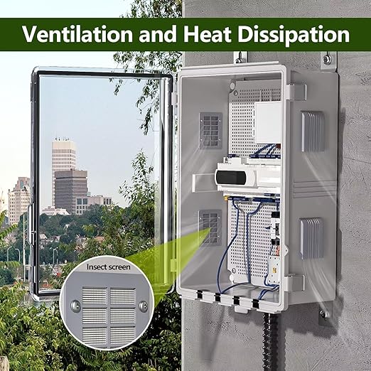 ABS Electrical Junction Box, Ventilated Design, Cable Grommets, IP65 Waterproof Enclosure, Indoor/Outdoor Use with Mounting Panel.. (Clear Cover, 17.7"x13.7"x7.9")