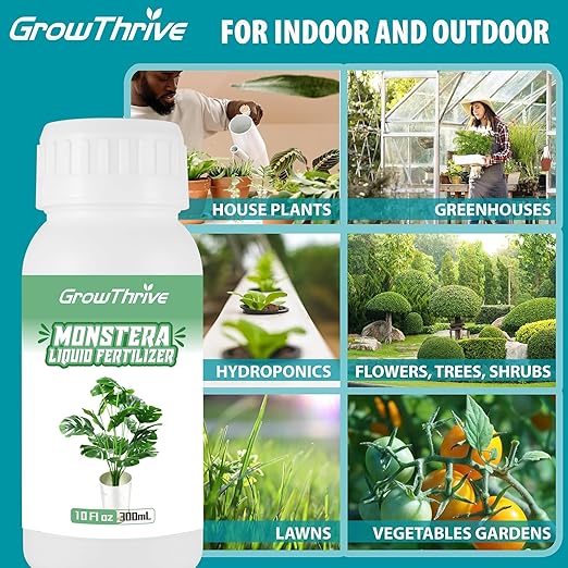 Monstera Plant Food 300ML (10oz) – Organic Microbial Probiotic Fertilizer for Monstera Deliciosa & Indoor Plants – Liquid Nutrient for Greener Leaves & Strong Roots
