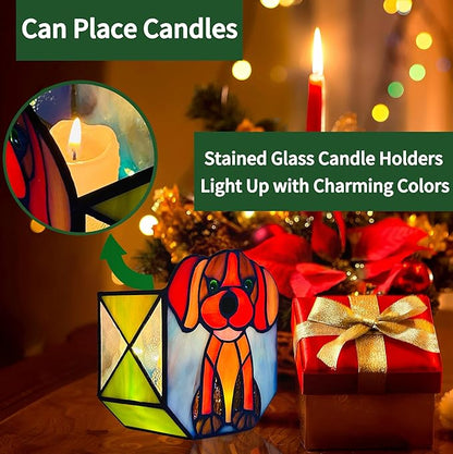 Tiffany Style Dog Planter,Indoor Plant Pots with Drainage,Unique Cactus Pot,Arrange Dried Flowers Flower Pots,Plant Gifts for Dog Lovers