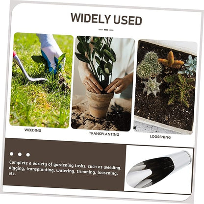 Stainless Steel Gardening Scoop Small Soil Shovel Lightweight Handheld Planting Tool for Transplanting Potting Succulents Indoor Outdoor 6.69In