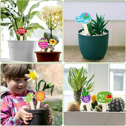 20pcs Funny Wooden Plant Markers,Garden Markers for Succulent Flowers, Plant Sticks Labels Tags Name Stakes, Spring Wood Garden Signs for Flower Greenery Succulent Potted