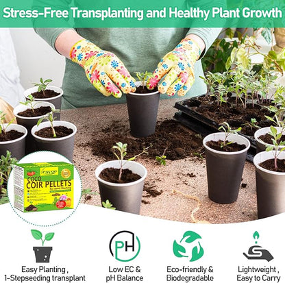 Legigo 100 Pcs 30mm Coco Coir Pellets Seed Starter Soil Mix- Organic Coconut Coir Potting Soil Pods for Seedling, Coco Peat Soil Discs for Indoor & Outdoor Plants Bonsai Herbs Vegetables and Flowers