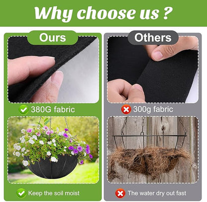 Adnee 118 x 14 Inch Non Woven Flower Pot Liner Roll-Black Felt Hanging Basket Liners Roll-Microgreens Growing Mat Roll for Garden Planter Window Hanging Flower Basket Indoor Outdoor