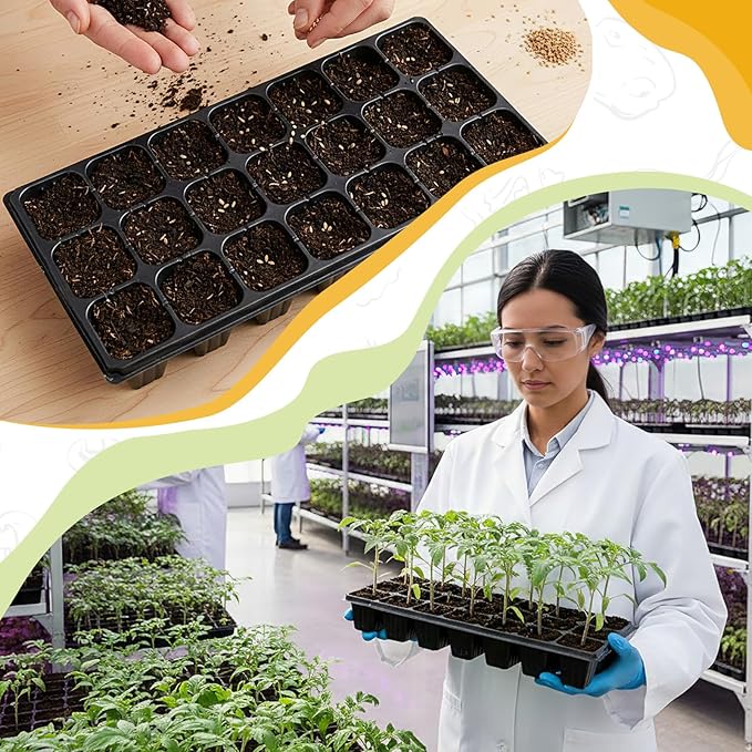 Yinder 20 Pcs Seed Starting Trays with Dome 21 Cells Plug Trays and 1020 Tray No Holes with 100 Pcs Tags Seed Starter Kit for Nursery Germination Plant Propagation