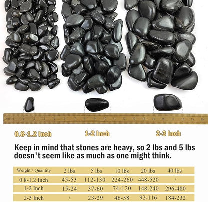 20 lbs Black Pebbles for Plants, 0.8-1.2 inch Small River Rocks for Landscaping, Decorative Stones for Planters Vase Fillers Fish Tank Gravel and Garden Rocks