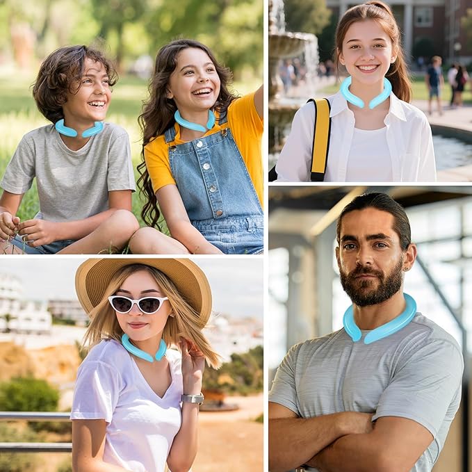 Neck Cooling Tube with Insulated Bag, Reusable Cooler Ice Neck Ring Warps, Ice Pack for Wearable Stay Cool for Hot Weather, Summer, Outdoors, Sports, Work(Blue)