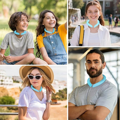 Neck Cooling Tube with Insulated Bag, Reusable Cooler Ice Neck Ring Warps, Ice Pack for Wearable Stay Cool for Hot Weather, Summer, Outdoors, Sports, Work(Blue)