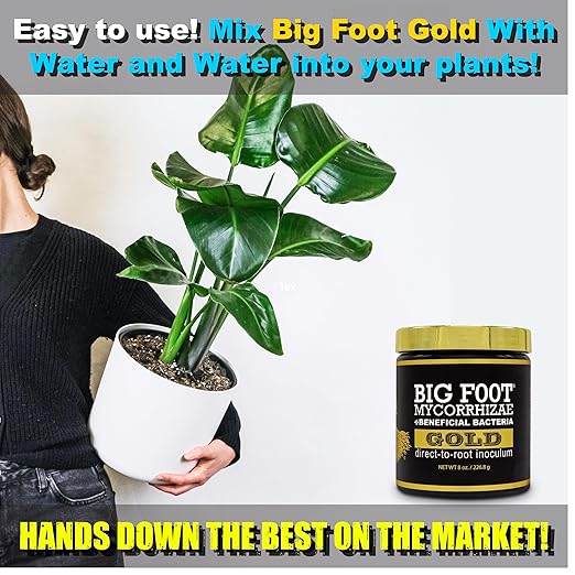 Big Foot Gold Mycorrhizal Fungi 4 oz, Beneficial Bacteria for Plant Growth, Root Stimulator, Super Concentrated 3-in-1 Formula for All Plants