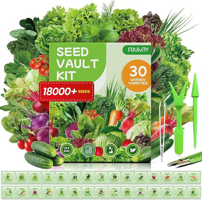 30 Heirloom Seeds Variety Pack - 18500+ Non-GMO Seeds for Planting Vegetables, Home Garden Seeds for Hydroponic, Indoor and Outdoor, Easter Unique Gift for Mother, Women, Mom, Friend, Her