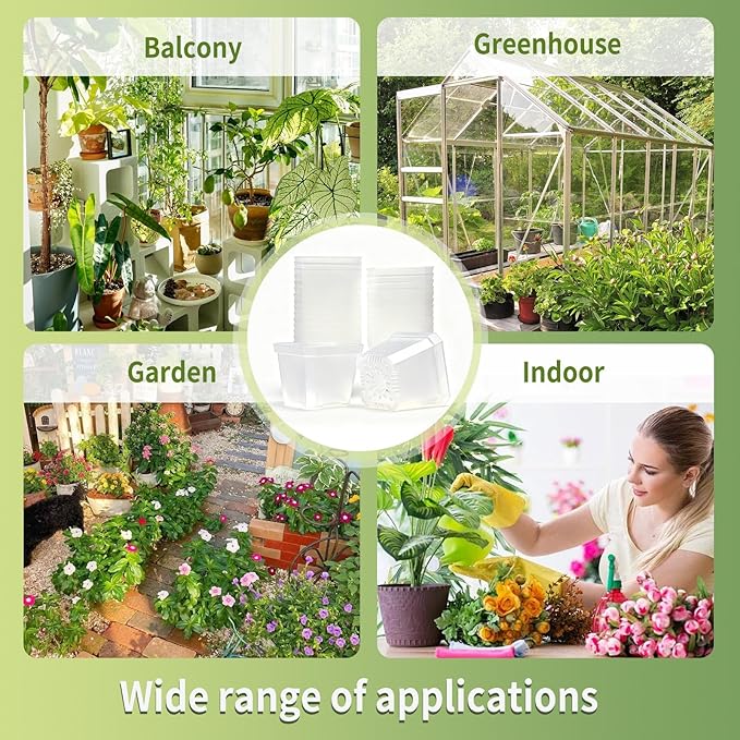 4 Inch Clear Nursery Pots for Plants, 30 Pcs Square Plant Pots, Small Flower Pots for Plants, Hard Planters for Indoor Plants
