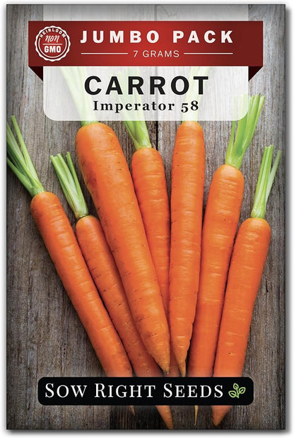 Sow Right Seeds - Bulk Imperator 58 Carrot Seed for Planting - 7 Grams, 6500 Seeds - Non-GMO Heirloom Jumbo Pack with Instructions to Plant a Vegetable Garden - Grow Loads of Bright and Sweet Carrots