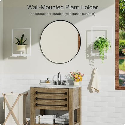 White Metal Wall Plant Holder - 3-Pack Wall Mounted Plant Stands and Hanging Holders for Indoor Planter and Flower Pot -Rectangle Decor Shelf for Plant Storage (Pot Not Included)