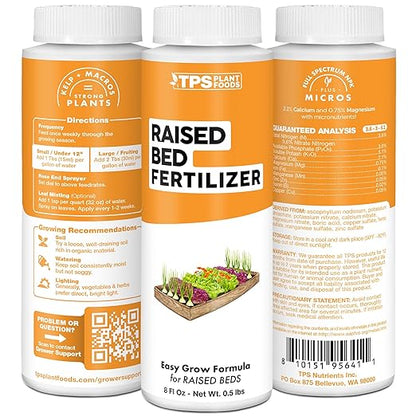 Raised Bed Fertilizer for Vegetables, Herbs, and Flowers, Balanced Nutrients for Container and Box Gardens, Liquid Fertilizer by TPS Plant Foods, 1 Gallon(128oz)