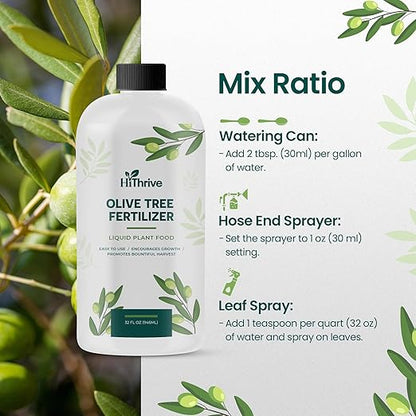 32oz Olive Tree Fertilizer – Makes 32 Gallons of Olive Plant Food – 2-in-1 Liquid Plant Food with Macronutrients + Micronutrients for Lush Foliage, Strong Roots, Bountiful Harvests & Plump Fruits
