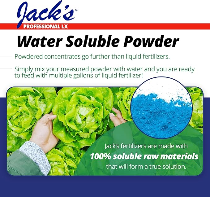 Jack's Professional 15-5-15 CA-MG LX Comprehensive Water-Soluble Fertilizer for Growth in Short, Stocky Plants Grown in Continuous Liquid Feed Programs, 25lbs