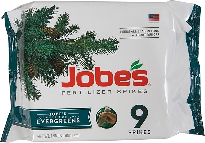 Jobe’s Slow Release Evergreen Fertilizer Spikes, Easy Plant Care for Cypress, Arborvitae, Pine, Cedar, and Many More Acid Loving Trees, 9 Count