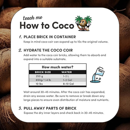 Mycelium Coco Coir Brick I Expandable Organic Coconut Fiber Substrate I Plants Potting Soil Mix for Indoor & Outdoor Gardening, Succulents & Cactus I OMRI Certified & Non-GMO Soil Alternative, 10lbs
