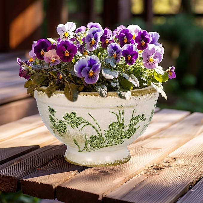 Vintage Ice Crackle Grazd Ceramic Flower Pot with Drainage Holes, 4.33 Inch Rustic Planter for Indoor Plants, Outdoor Garden, Farmhouse Gift Tuscan Decor (Green)