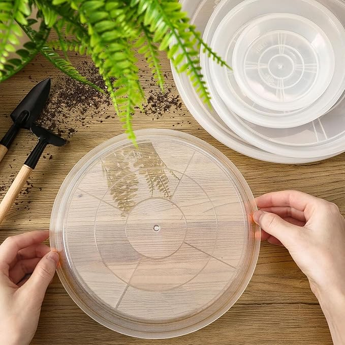 Augshy 18-Piece Flowerpot Tray, Clear Plant Pot Saucers, Reliable Plant Trays for Pots,4/6 Inches Transparent Plant Pot Trays, Water-Repellent Plant Saucers for Gardens, Balconies and Indoors