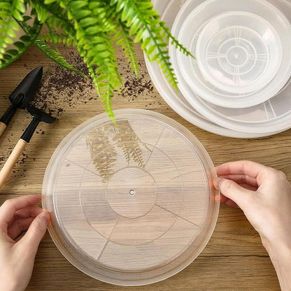 Augshy 18-Piece Flowerpot Tray, Clear Plant Pot Saucers, Reliable Plant Trays for Pots,4/6 Inches Transparent Plant Pot Trays, Water-Repellent Plant Saucers for Gardens, Balconies and Indoors