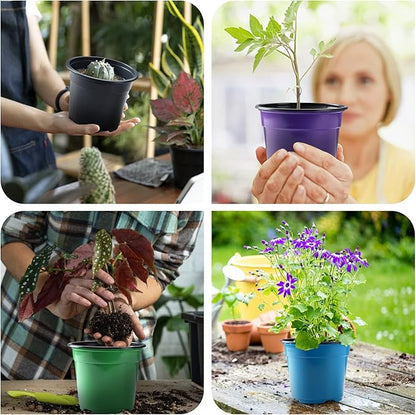 Oubest 30Pack Nursery Pots Plastic for Plants 5 inch Seedling Pots with Drainage Holes Multicolor Flower Seedling Transplanting