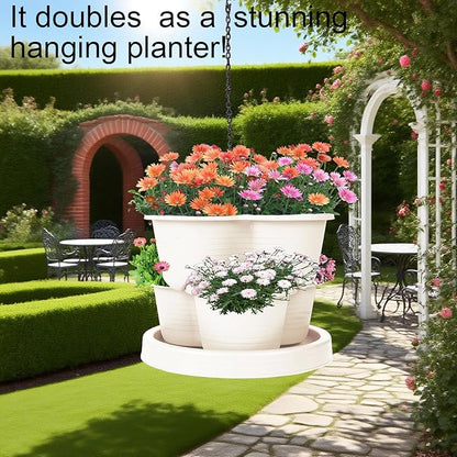 5-Tier Vertical Garden Tower Stackable Planter for Strawberries, Flowers, Vegetables & Herbs Beige