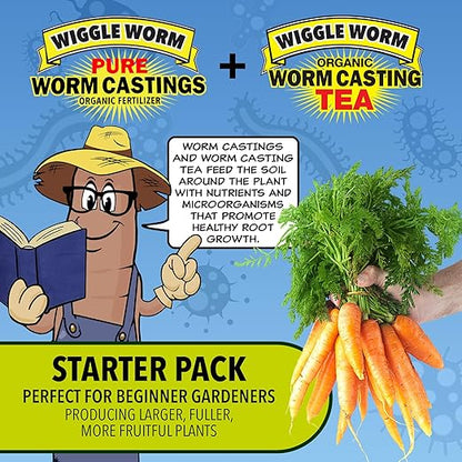 Fertilizer Combo Pack – 30lb Pure Worm Castings Fertilizer and Soil Amendment and 8oz Worm Casting Tea Concentrate for Indoor and Outdoor Gardening
