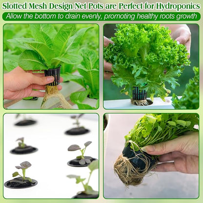 ZeeDix 2 Inch Net Pots for Hydroponics, 100 Pack Mesh Net Cups Hydroponic Baskets Plant Nursery, Reusable Heavy Duty Wide Lip Round Bucket Basket for Plants