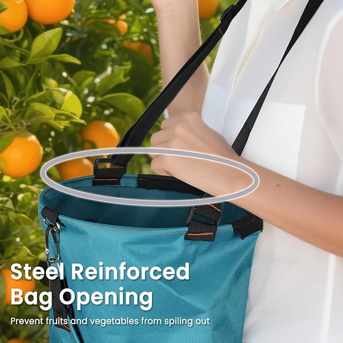 Large Fruit Picking Bag, Waterproof 600d Fruit Storage Harvest Garden Apron Pouch for Outdoor Orchard, Farm, Garden, Vegetable, Fruits
