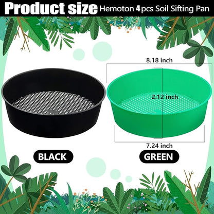 8 Pack Rock Garden Sieve Soil Sifter, Round Plastic Gardening Soil Sifting Pan Sand Sifter Set, Sifting Tray for Small Gravel