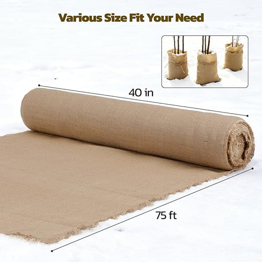 40 Inch x 75 Feet Garden Burlap Fabric - Heavy Duty Burlap Roll, High Denisty Jute Fabric Natural Burlap for Plant Protection, Weed Barrier, Wedding Decor and DIY Crafts
