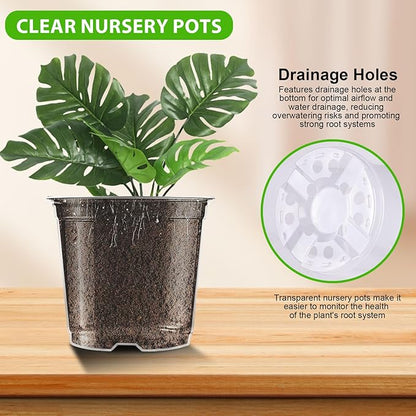 Clear Nursery Pots for Plants, 3.5/4/5 inch Plastic Plant Flower Pot with Drainage Holes High Transparency Seedling Planter for Seed Starter (36PCS)