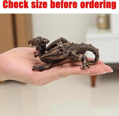 Dragon Planter Pot Flower 4.3'' x 3.82'' Climbing Animal Figurine, Resin Statue and Decorative Sculpture for Vase, Plant Hanger, Garden Outdoor Stone Decor, Patio Lawn Yard Ornaments (Antique Bronze)
