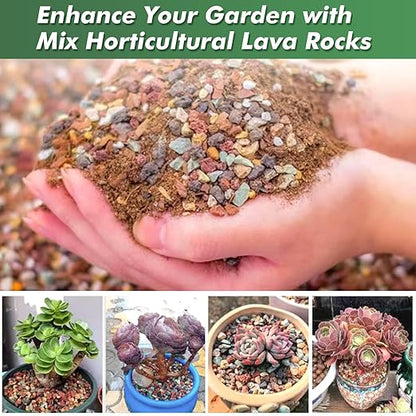 18 Pounds Mix Horticultural Lava Rocks, 3-6 mm Lava Rocks for Plants, Bonsai Rocks Horticultural Grit Soil Cover Gravel for Succulents and Hydroponics, Fairy Gardening, Top Dressing, Plant Drainage