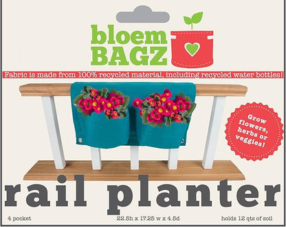 BloemBagz 2 Pocket Rail Planter, 18", Peppercorn