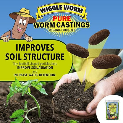 Fertilizer Combo Pack – 30lb Pure Worm Castings Fertilizer and Soil Amendment and 8oz Worm Casting Tea Concentrate for Indoor and Outdoor Gardening